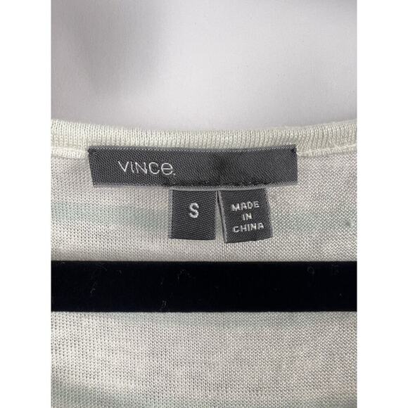 Vince Linen T-Shirt, White Green Stripe, 100% Linen, Lightweight Classic Tee - Picture 2 of 8